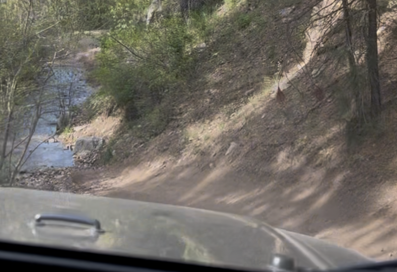 Steep downhill road